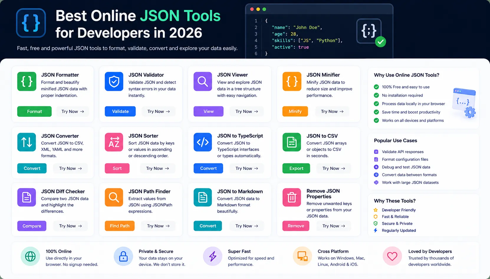 Best Online JSON Tools for Developers in 2026