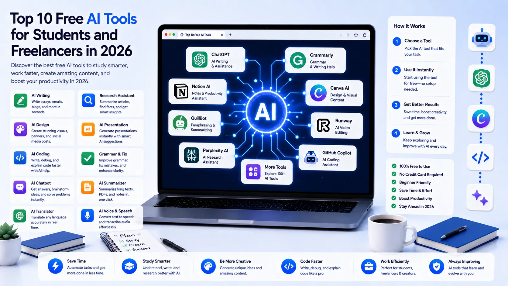 Top 10 Free AI Tools for Students and Freelancers