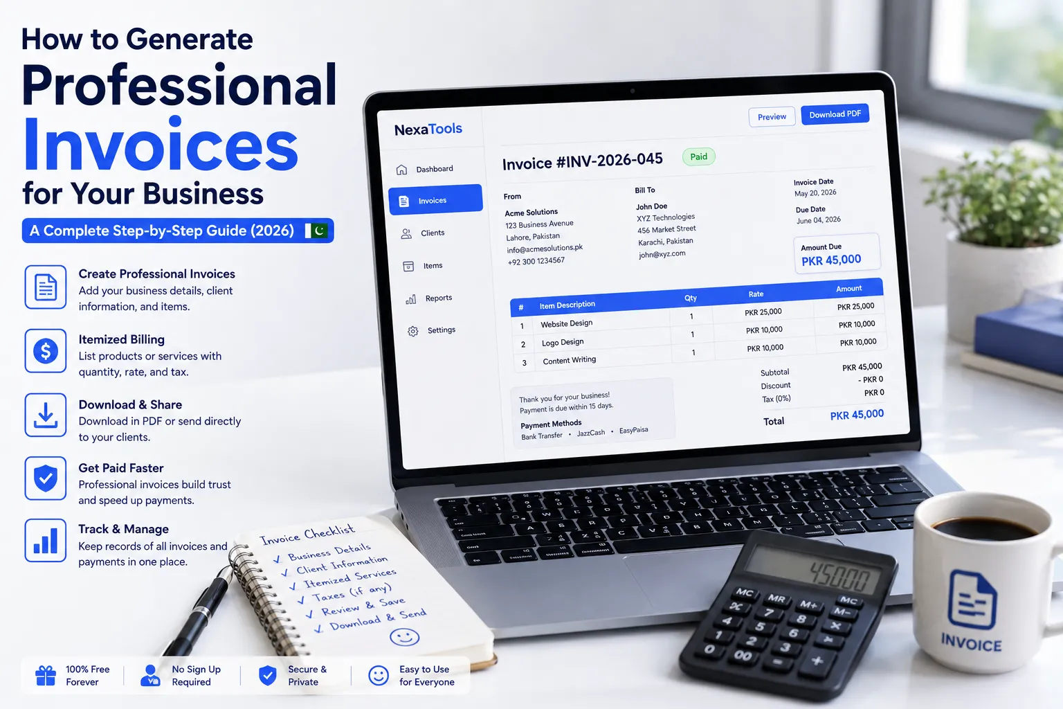 Free Billing Generator for Freelancers in Pakistan