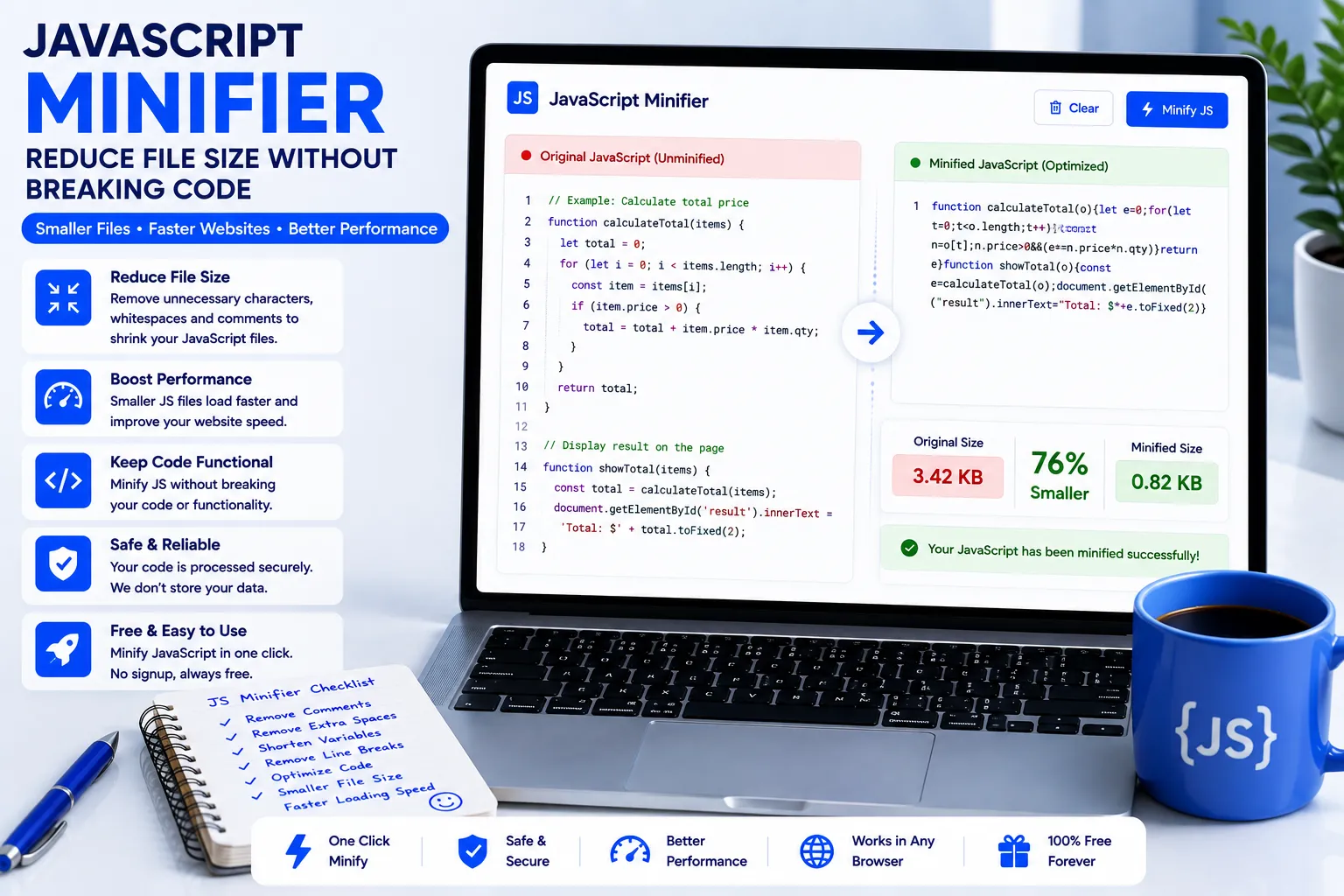 JavaScript Minifier Reduce File Size Without Breaking Code
