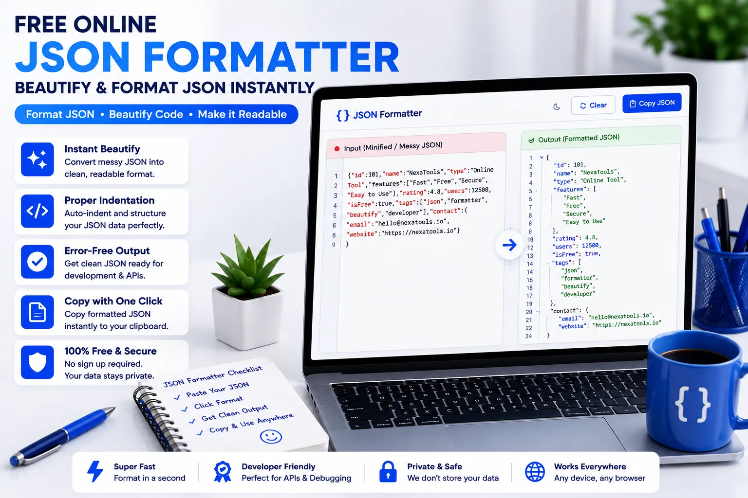 Free Online JSON Formatter Beautify & Format JSON Instantly